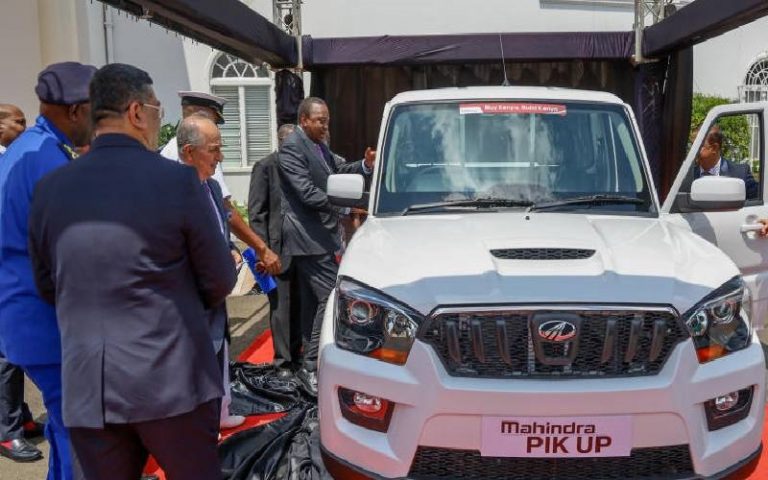 President Uhuru unveils first assembled Mahindra vehicles