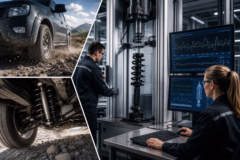 Genuine Suspension Parts Undergoing Endurance Testing - Discover why endurance testing of genuine suspension parts is crucial for your vehicle's safety and reliable performance